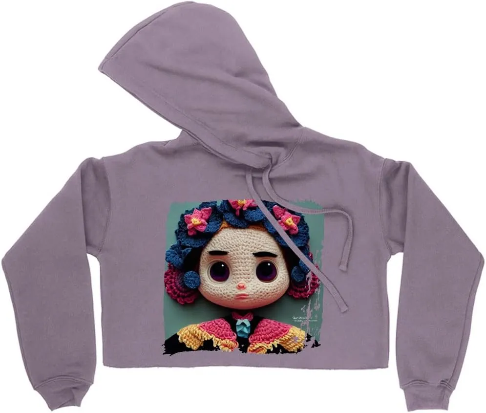 Flowers Women's Cropped Fleece Hoodie - Doll Cropped Hoodie for Women - Colorful Hooded Sweatshirt