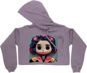 Flowers Women's Cropped Fleece Hoodie - Doll Cropped Hoodie for Women - Colorful Hooded Sweatshirt