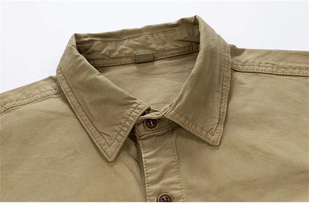 Fnfmrfmr Men Casual Solid Long Sleeves Lapel Shirt Coat Outdoor Multi-Pocket Sports Jacket