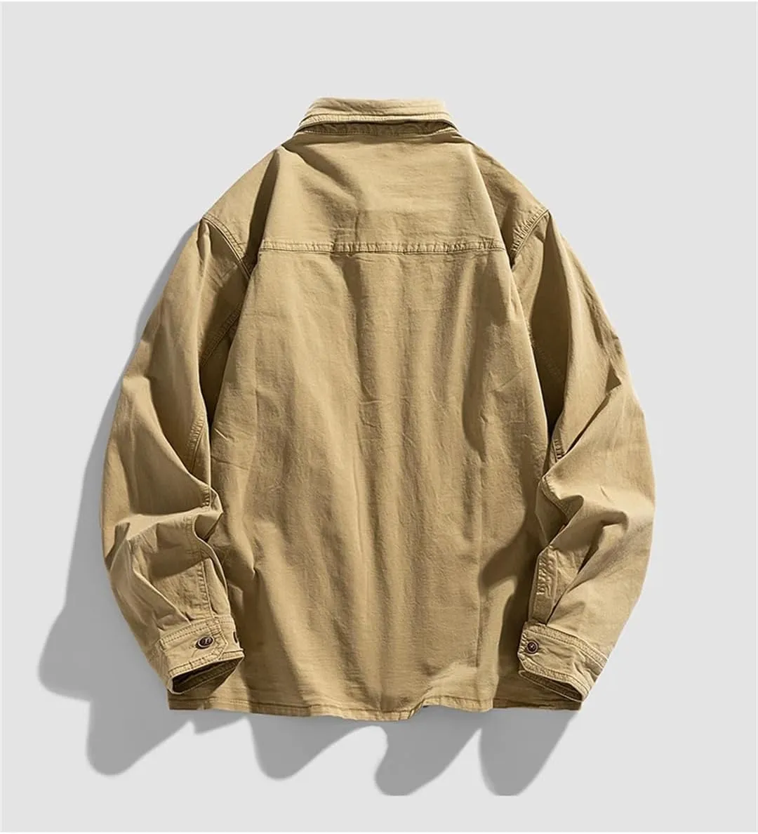 Fnfmrfmr Men Casual Solid Long Sleeves Lapel Shirt Coat Outdoor Multi-Pocket Sports Jacket
