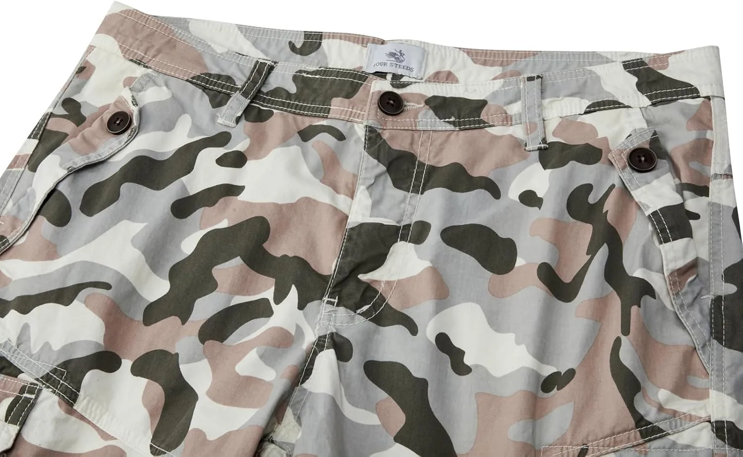 FOURSTEEDS Women's Casual Fitted Multi-Pockets Camouflage Twill Bermuda Cargo Shorts