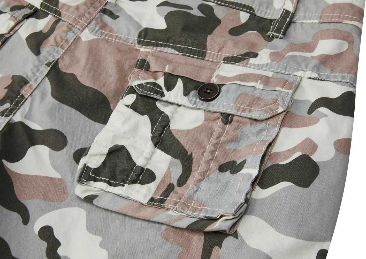 FOURSTEEDS Women's Casual Fitted Multi-Pockets Camouflage Twill Bermuda Cargo Shorts