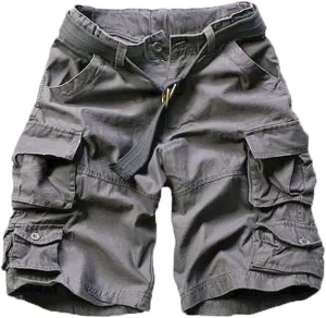 FOURSTEEDS Womens Casual Loose Fit Multi-Pocket Camouflage Twill Bermuda Cargo Shorts with Belt