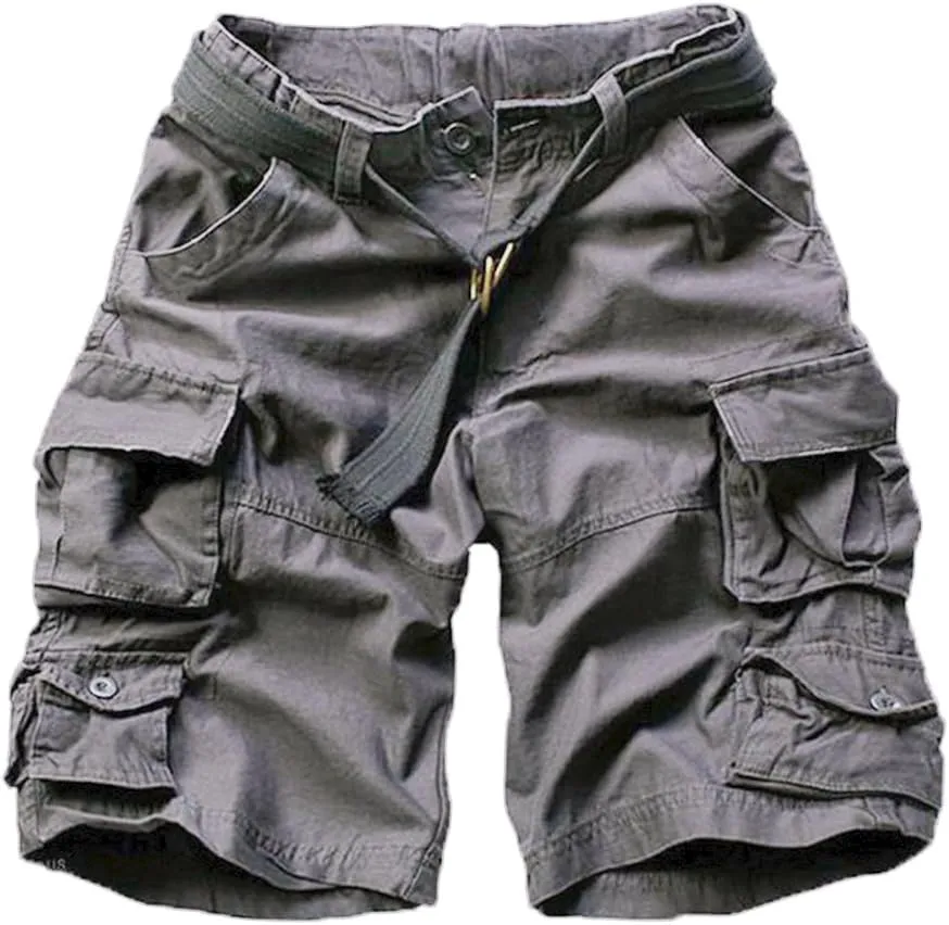 FOURSTEEDS Womens Casual Loose Fit Multi-Pocket Camouflage Twill Bermuda Cargo Shorts with Belt