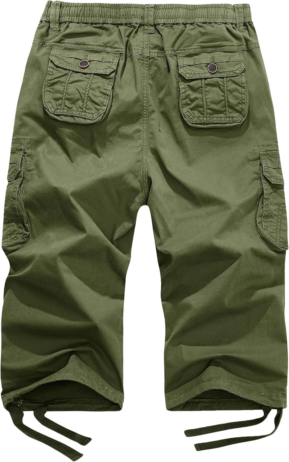 FOURSTEEDS Women's Mid Rise Cotton Capri Hiking Shorts Drawstring Multi Pocket Cargo Shorts Elastic Waist Cropped Cargo Pants