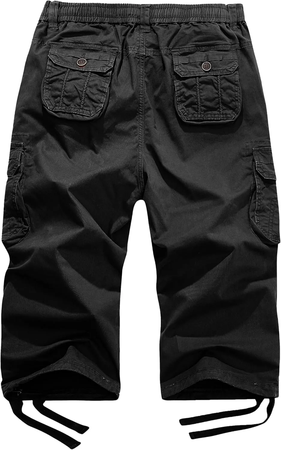 FOURSTEEDS Women's Mid Rise Cotton Capri Hiking Shorts Drawstring Multi Pocket Cargo Shorts Elastic Waist Cropped Cargo Pants