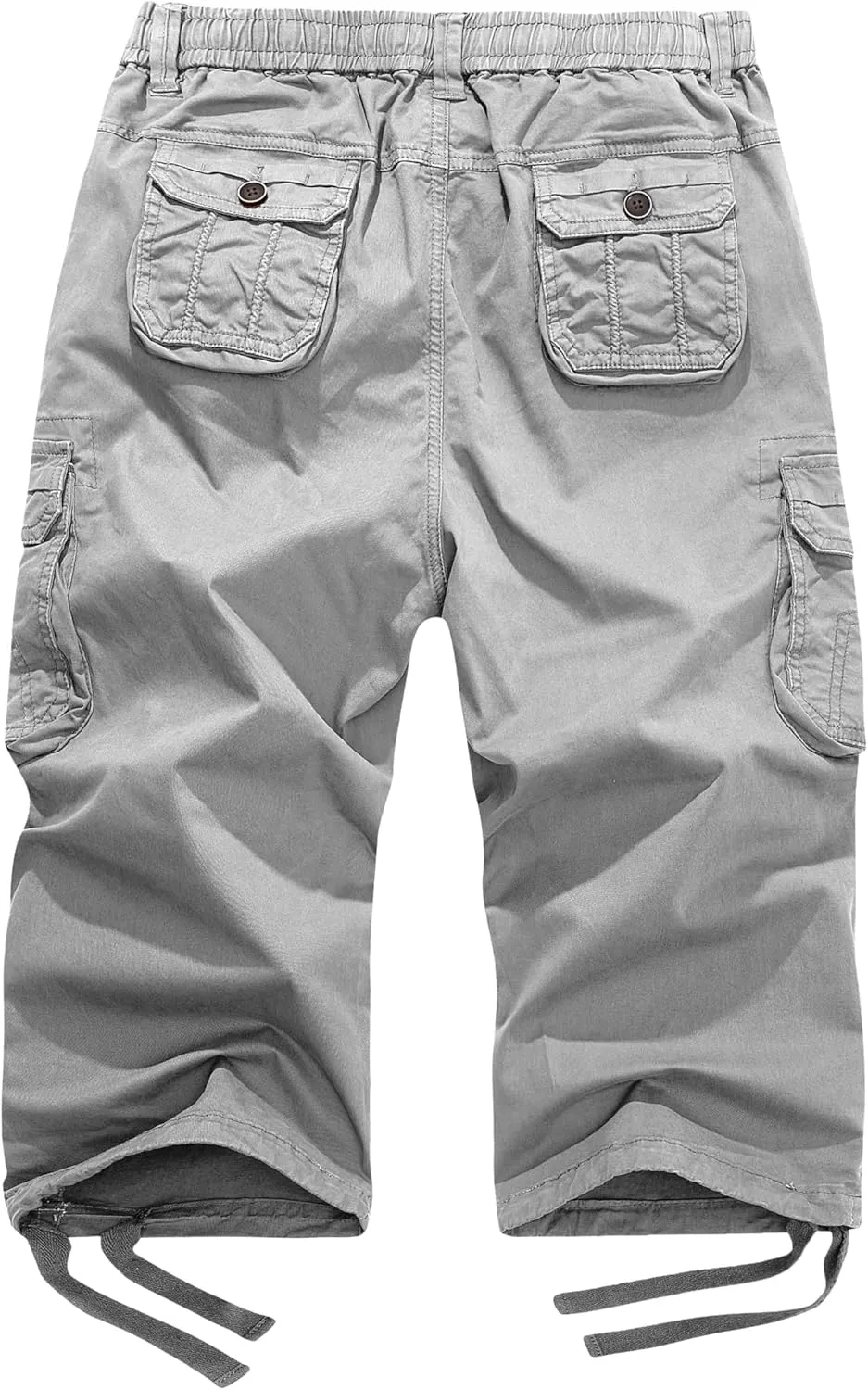 FOURSTEEDS Women's Mid Rise Cotton Capri Hiking Shorts Drawstring Multi Pocket Cargo Shorts Elastic Waist Cropped Cargo Pants
