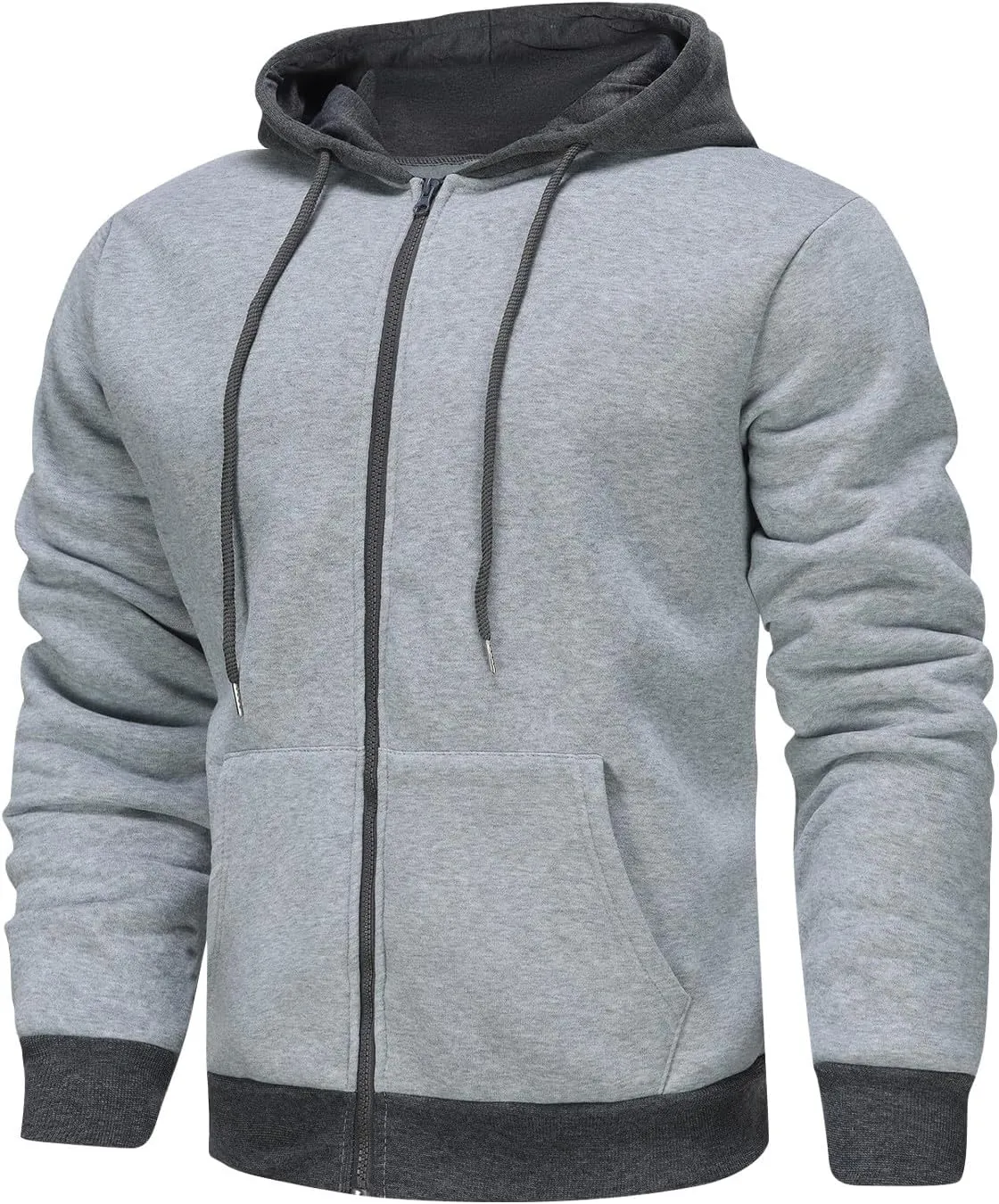 Full Zip Hoodies For Men,Mens Sweatshirt Hooded Fall Sports Jacket Lightweight Slim Fit Casual Long Sleeve Coat