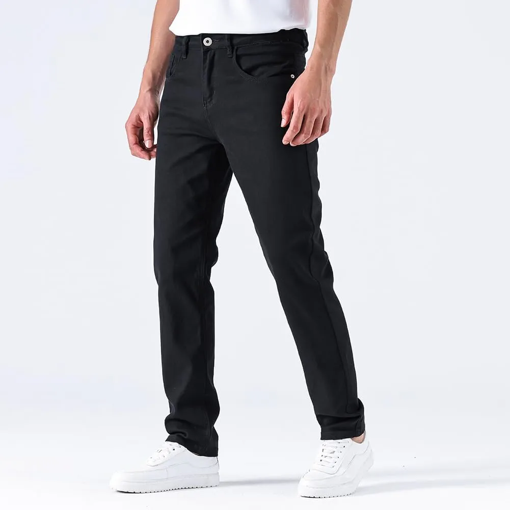 GAIAKOU Men's Baggy Slim Fit Stretch Work Jeans - Straight Loose Blue Elastic