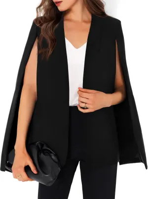 GAMISOTE Womens Cape Blazer Split Sleeve Open Front Casual Jacket Coat Workwear