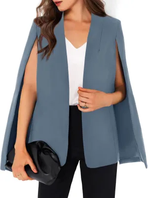 GAMISOTE Womens Cape Blazer Split Sleeve Open Front Casual Jacket Coat Workwear