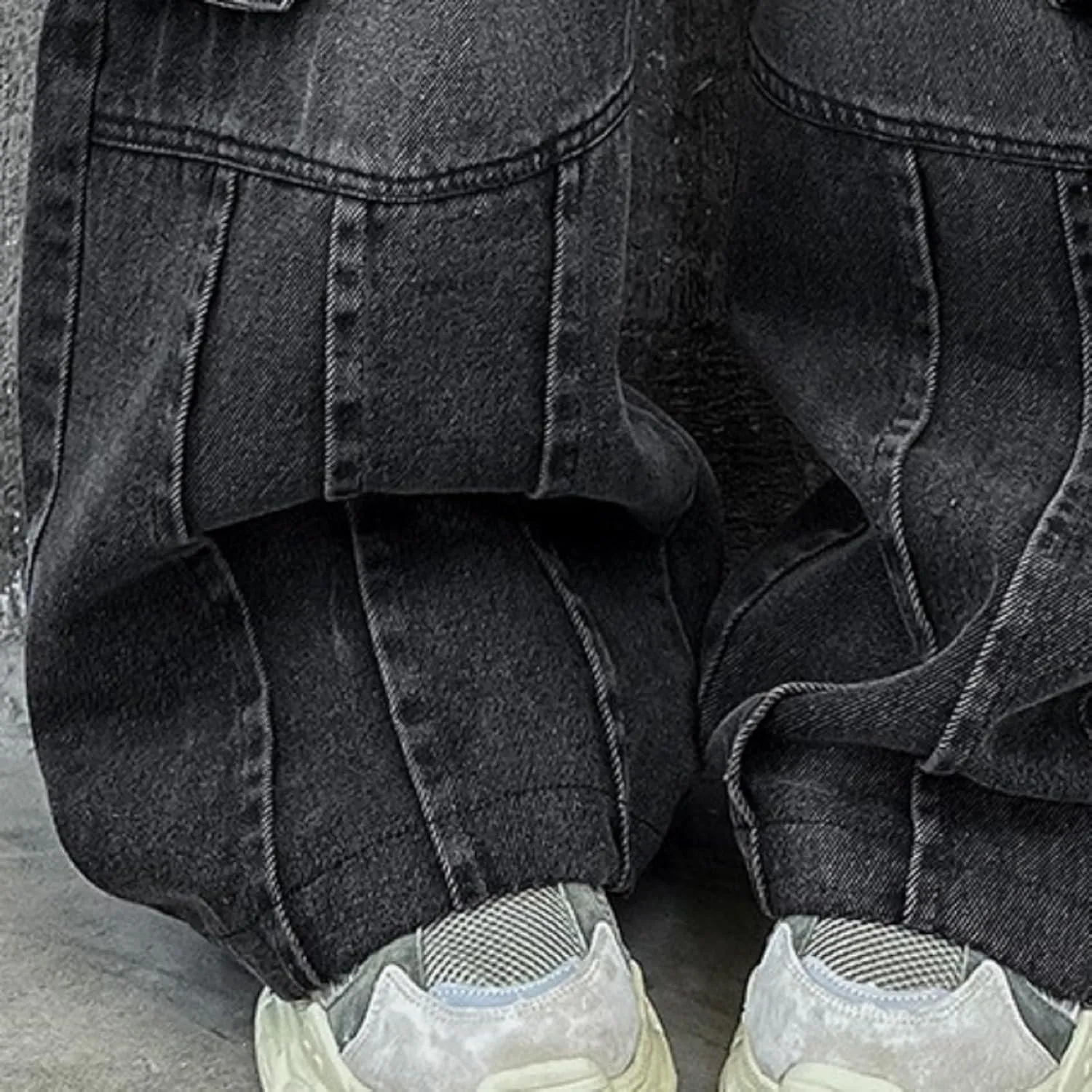 Girls Baggy Wide Leg Cargo Jeans Y2K Aesthetic Vintage High Waist Leg Denim Pants Kids Big Pockets Trousers