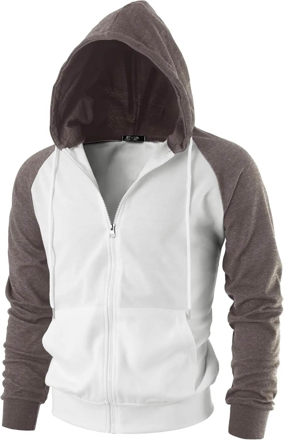 GIVON Men's Zip Up Hoodie Lightweight Baseball Raglan Hooded Sweatshirt