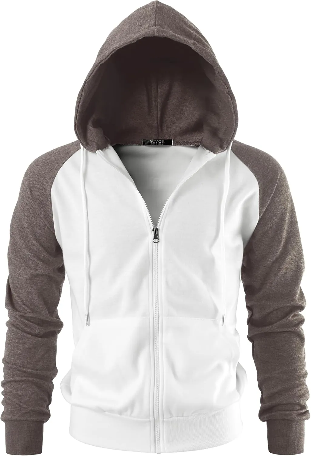GIVON Men's Zip Up Hoodie Lightweight Baseball Raglan Hooded Sweatshirt