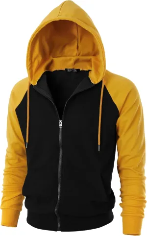 GIVON Men's Zip Up Hoodie Lightweight Baseball Raglan Hooded Sweatshirt