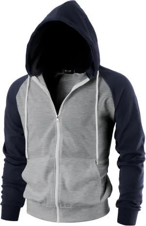 GIVON Men's Zip Up Hoodie Lightweight Baseball Raglan Hooded Sweatshirt