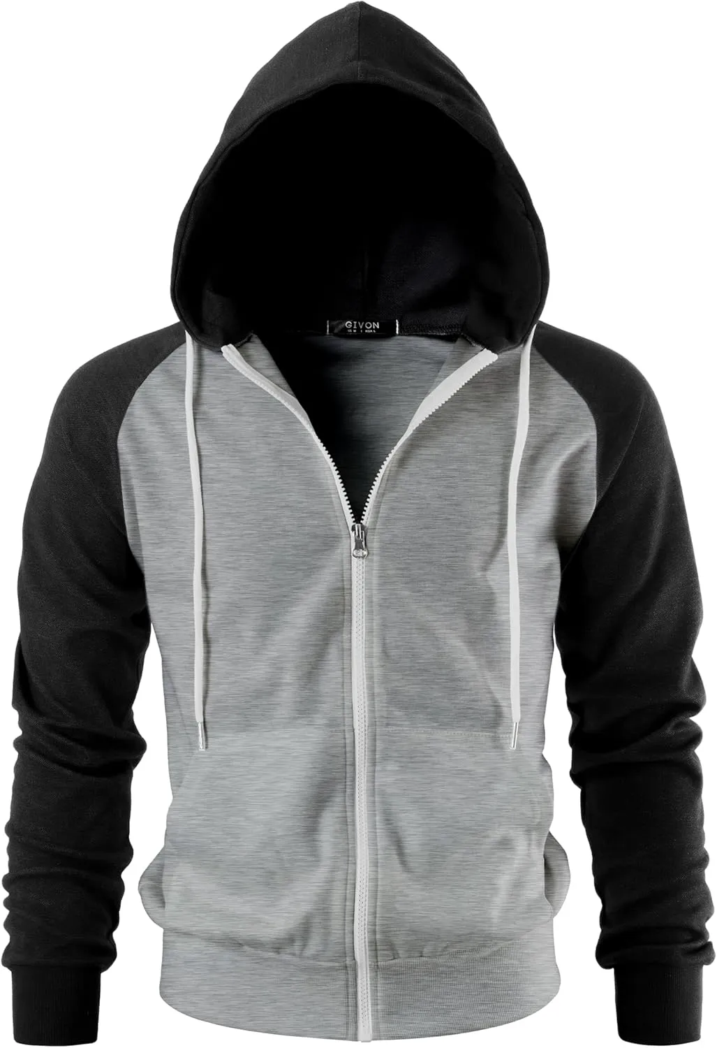 GIVON Men's Zip Up Hoodie Lightweight Baseball Raglan Hooded Sweatshirt