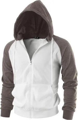 GIVON Men's Zip Up Hoodie Lightweight Baseball Raglan Hooded Sweatshirt