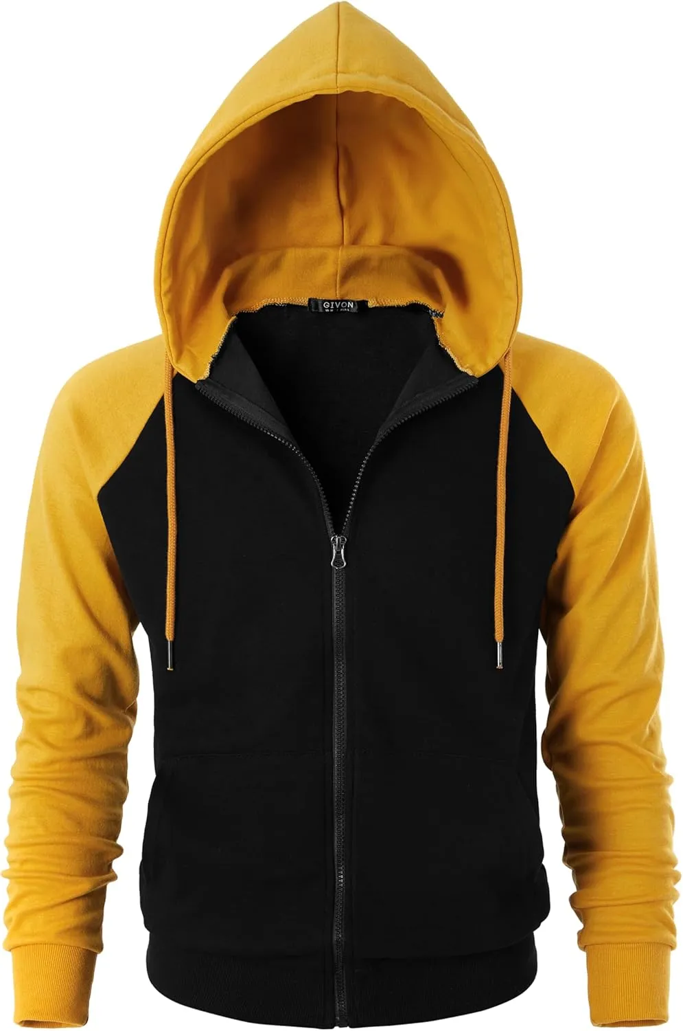 GIVON Men's Zip Up Hoodie Lightweight Baseball Raglan Hooded Sweatshirt