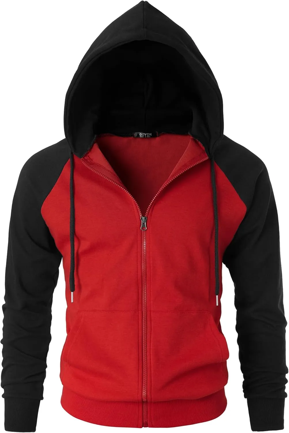 GIVON Men's Zip Up Hoodie Lightweight Baseball Raglan Hooded Sweatshirt
