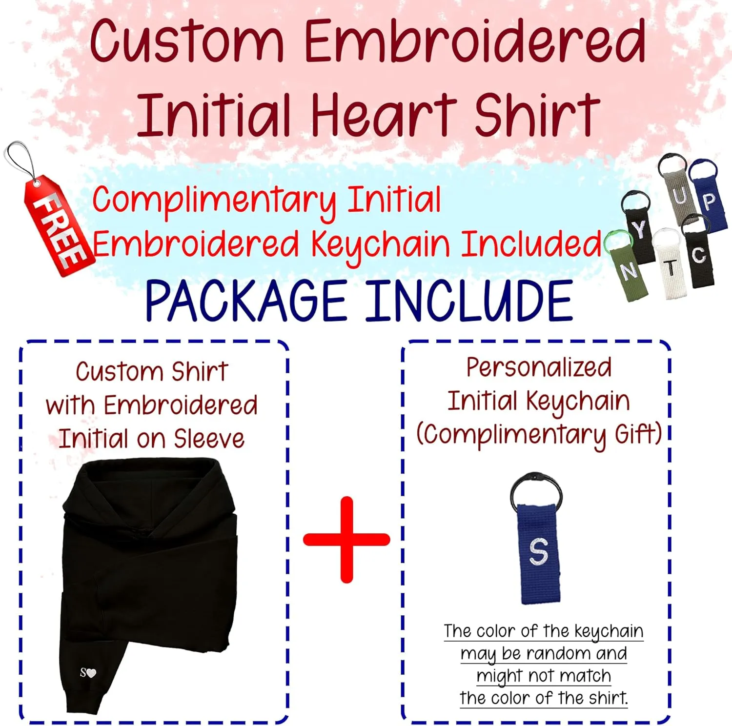 GODMERCH Custom Embroidered Initial Heart Hoodie Initial On Sleeve Hoodie Matching