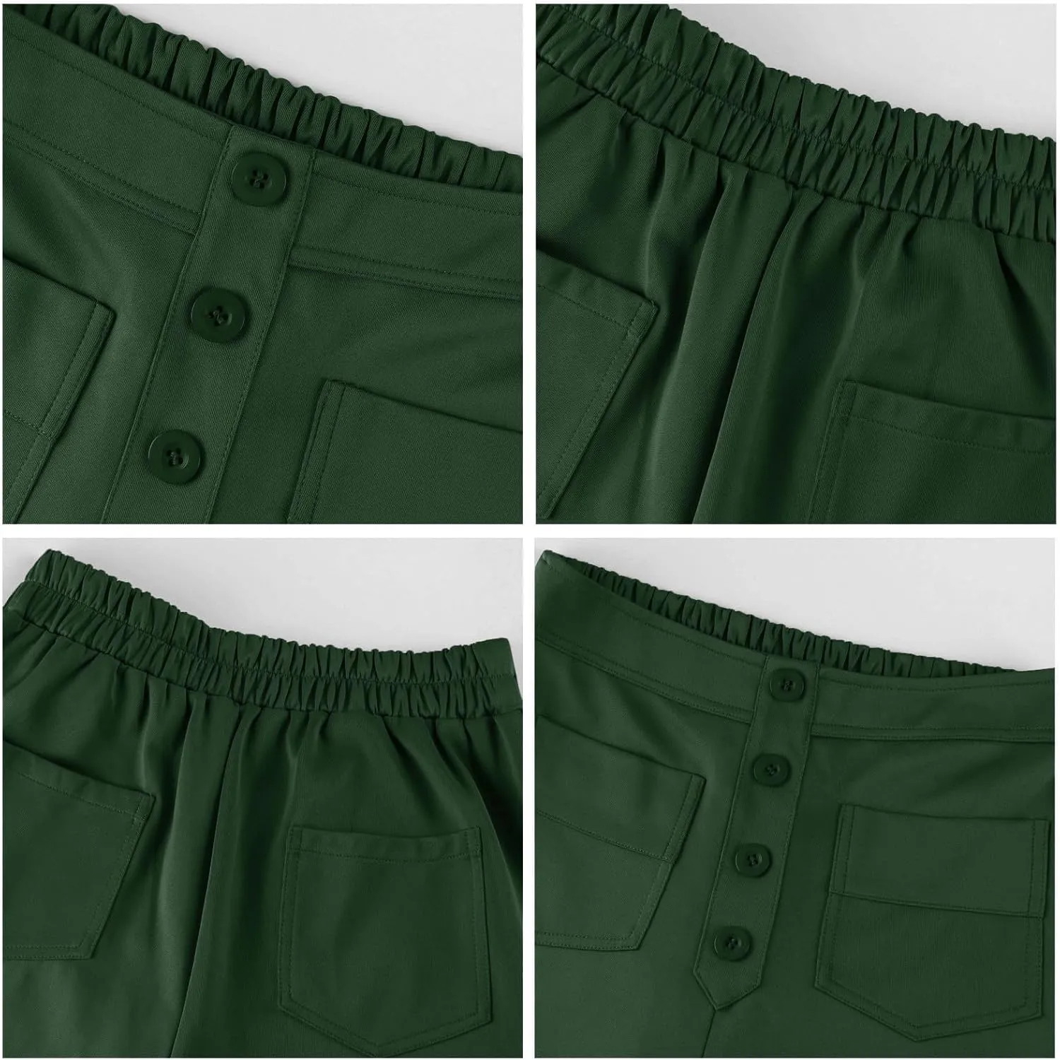 Gumipy Women Wide Leg Pants High Waisted Button Down Casual Straight Leg Pants Stretchy Business Work Trousers with Pockets