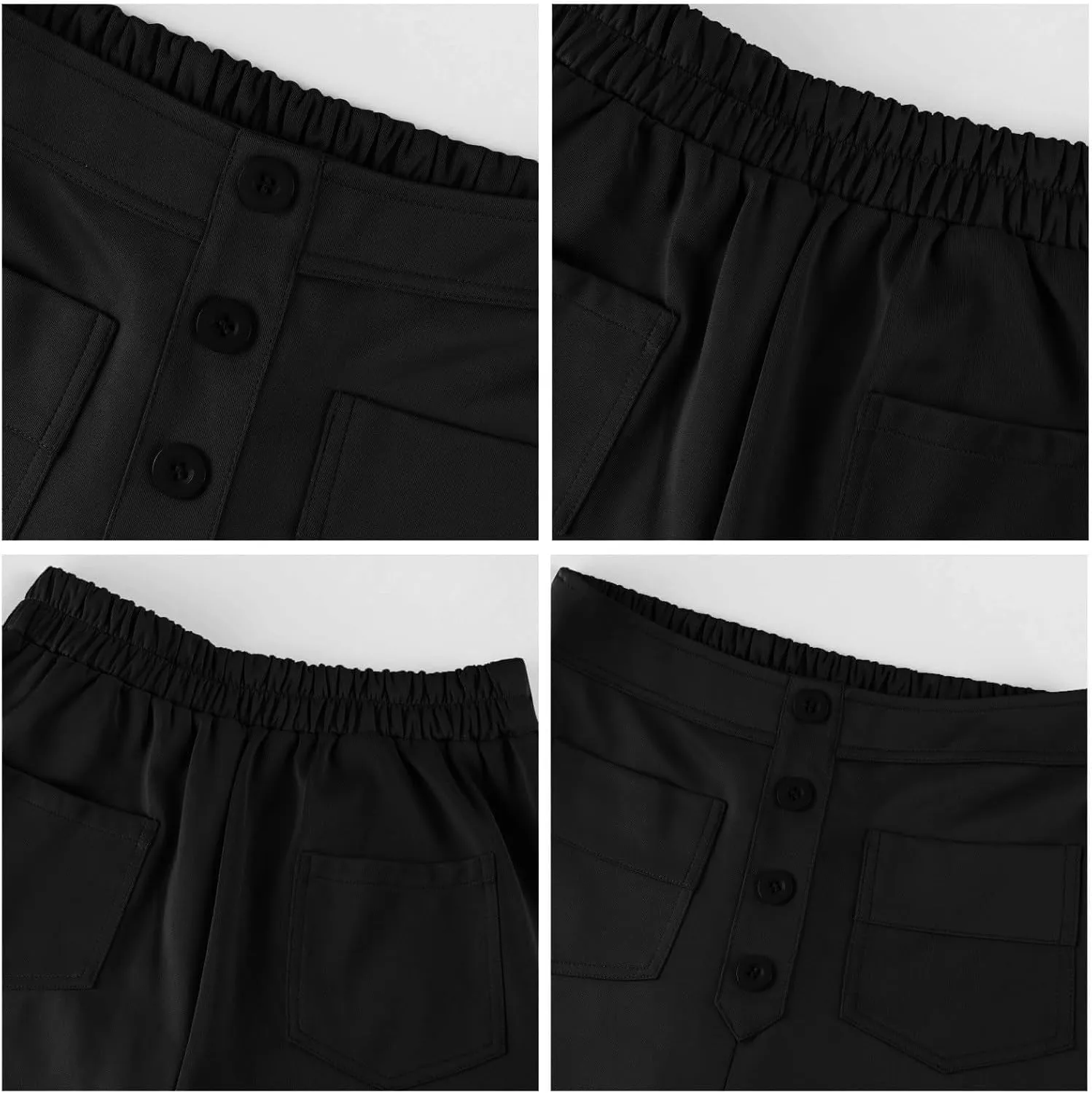 Gumipy Women Wide Leg Pants High Waisted Button Down Casual Straight Leg Pants Stretchy Business Work Trousers with Pockets