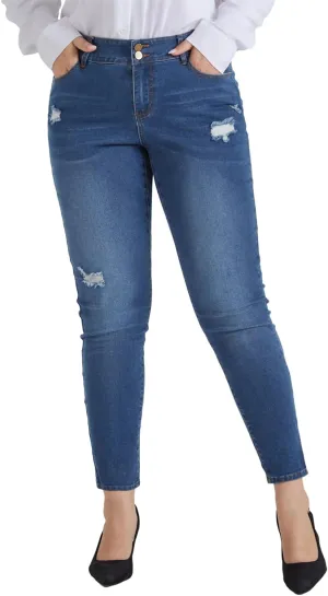 Hanna Nikole Women's Plus Size Jeans High Waisted Ripped Stretchy Skinny Jean Pants with Pockets