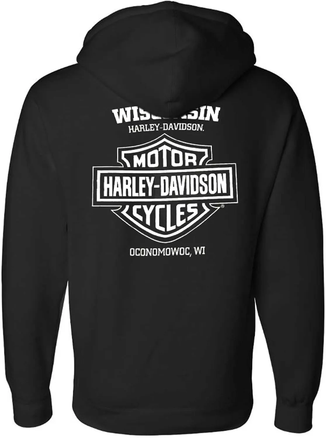 Harley-Davidson Men's Willie G Skull Logo Zip-Up Hoodie Sweatshirt, Black