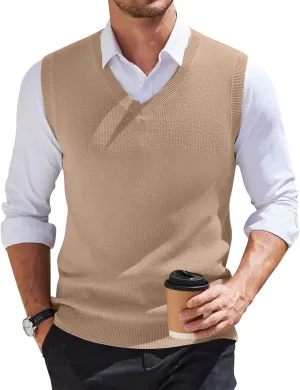 HAVUITYY Mens Vest V Neck Sleeveless Knit Pullover 2025 Sweater Vest Casual Business Work Slim Fit Lightweight Tank Tops