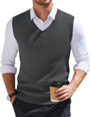 HAVUITYY Mens Vest V Neck Sleeveless Knit Pullover 2025 Sweater Vest Casual Business Work Slim Fit Lightweight Tank Tops
