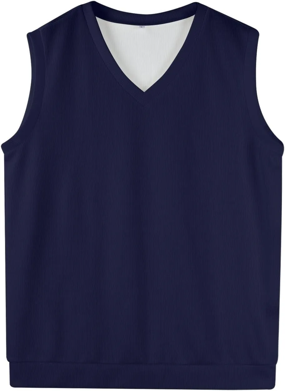 HAVUITYY Mens Vest V Neck Sleeveless Knit Pullover 2025 Sweater Vest Casual Business Work Slim Fit Lightweight Tank Tops