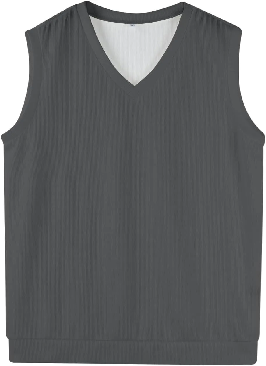 HAVUITYY Mens Vest V Neck Sleeveless Knit Pullover 2025 Sweater Vest Casual Business Work Slim Fit Lightweight Tank Tops