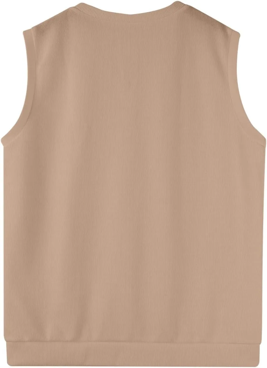 HAVUITYY Mens Vest V Neck Sleeveless Knit Pullover 2025 Sweater Vest Casual Business Work Slim Fit Lightweight Tank Tops