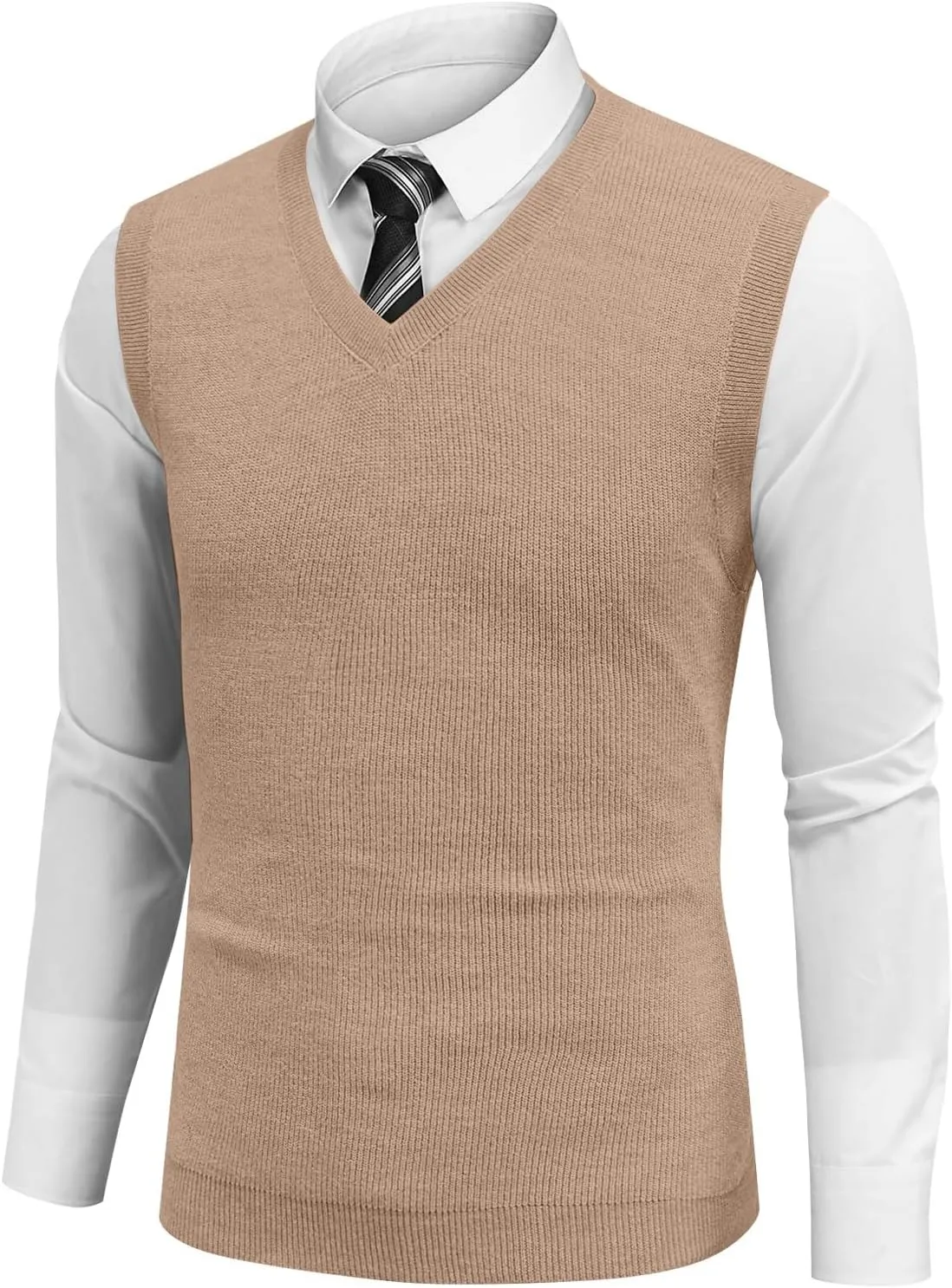 HAVUITYY Mens Vest V Neck Sleeveless Knit Pullover 2025 Sweater Vest Casual Business Work Slim Fit Lightweight Tank Tops
