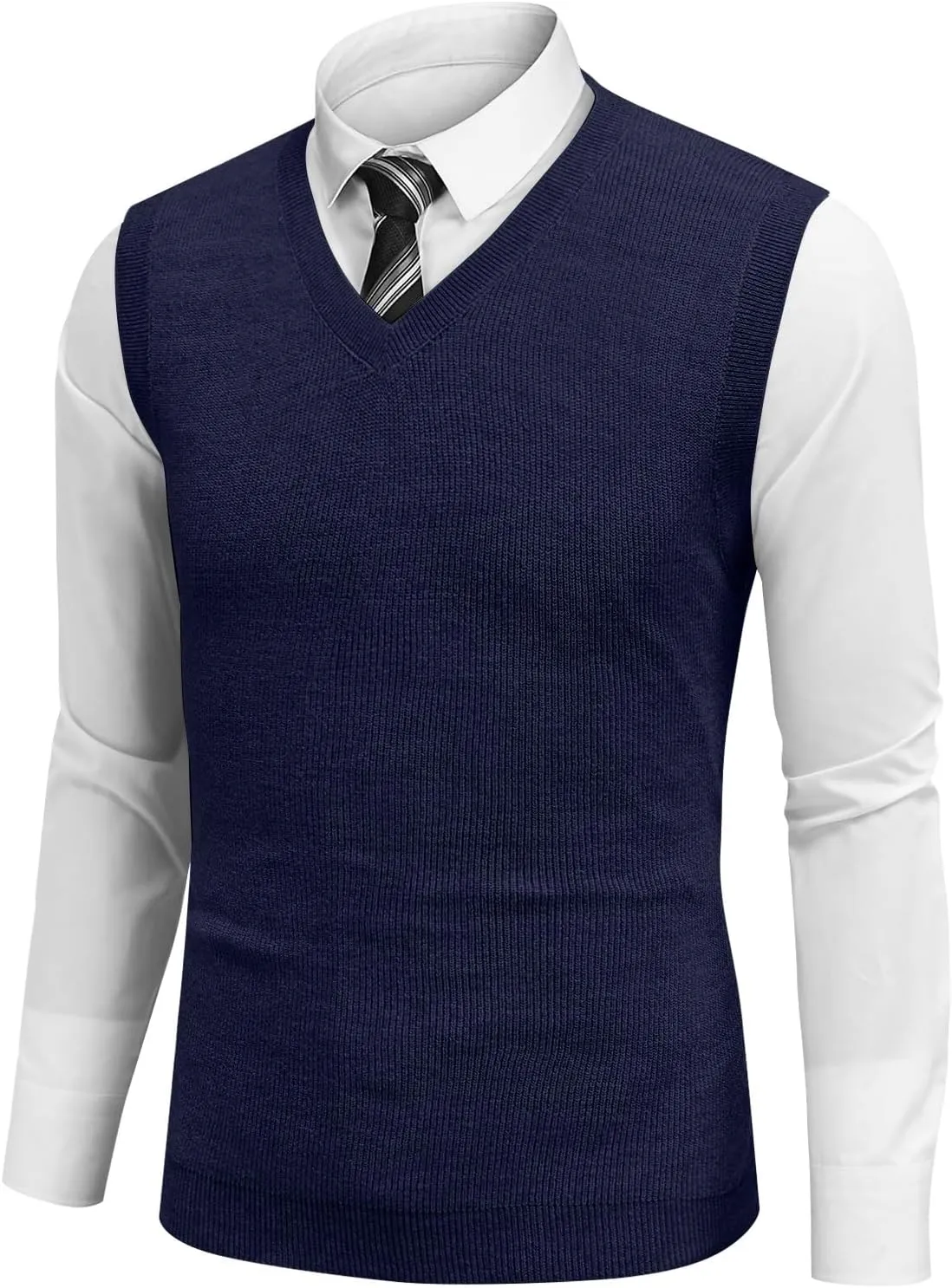 HAVUITYY Mens Vest V Neck Sleeveless Knit Pullover 2025 Sweater Vest Casual Business Work Slim Fit Lightweight Tank Tops