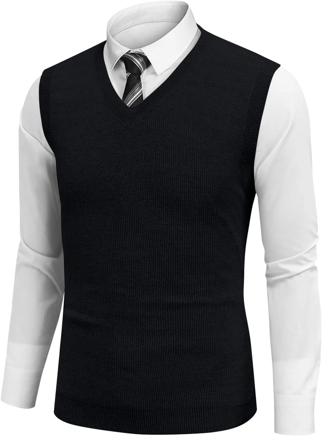 HAVUITYY Mens Vest V Neck Sleeveless Knit Pullover 2025 Sweater Vest Casual Business Work Slim Fit Lightweight Tank Tops