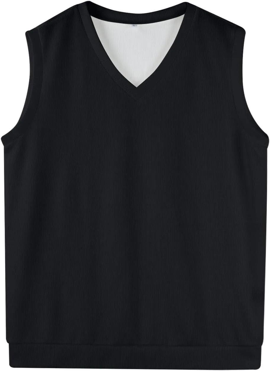 HAVUITYY Mens Vest V Neck Sleeveless Knit Pullover 2025 Sweater Vest Casual Business Work Slim Fit Lightweight Tank Tops