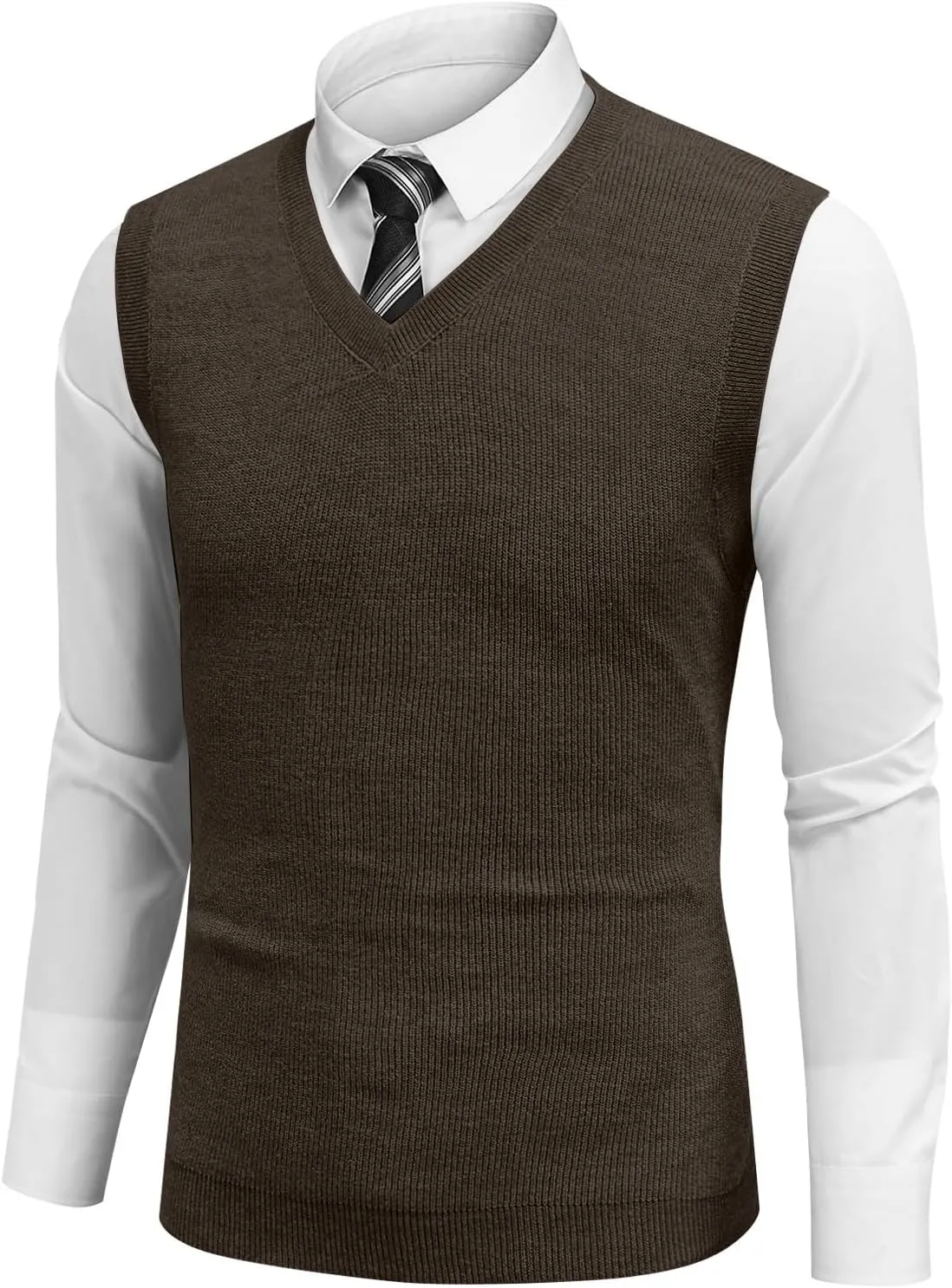 HAVUITYY Mens Vest V Neck Sleeveless Knit Pullover 2025 Sweater Vest Casual Business Work Slim Fit Lightweight Tank Tops
