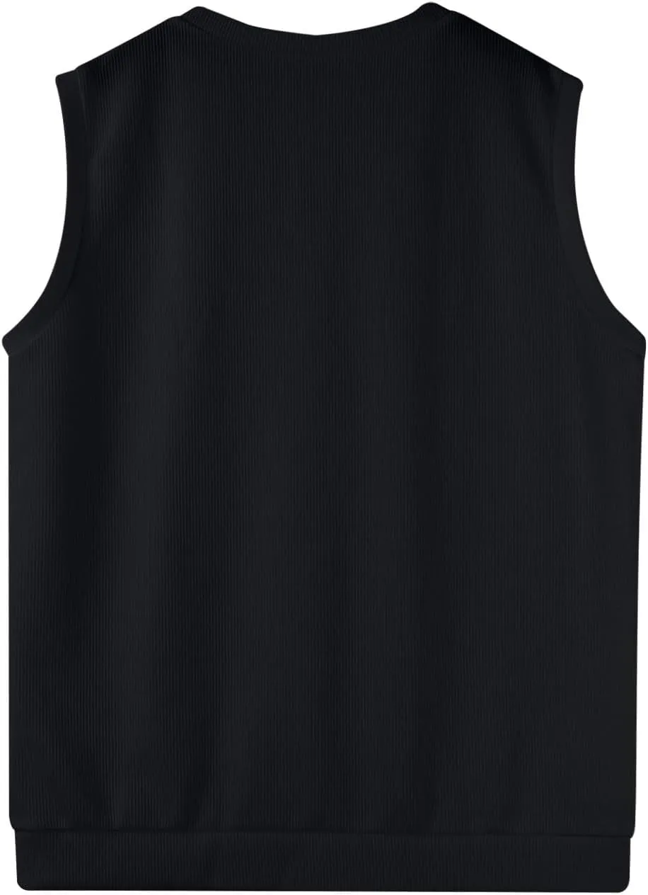 HAVUITYY Mens Vest V Neck Sleeveless Knit Pullover 2025 Sweater Vest Casual Business Work Slim Fit Lightweight Tank Tops