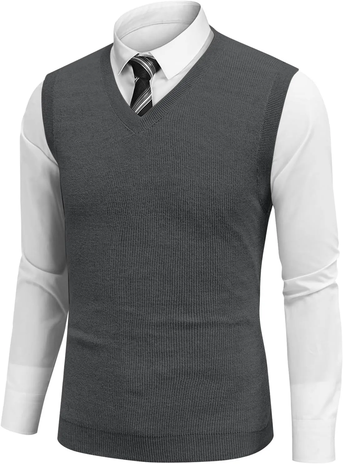 HAVUITYY Mens Vest V Neck Sleeveless Knit Pullover 2025 Sweater Vest Casual Business Work Slim Fit Lightweight Tank Tops