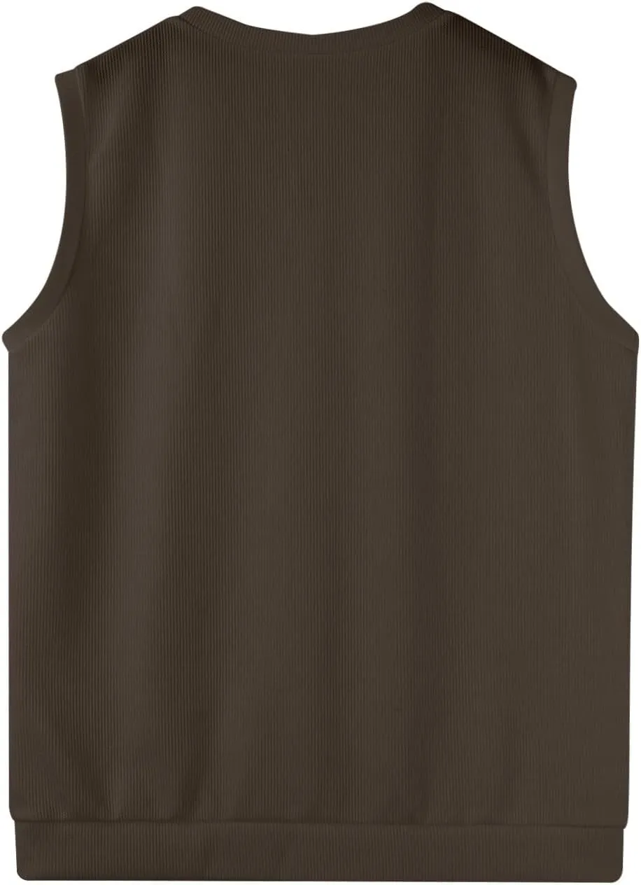 HAVUITYY Mens Vest V Neck Sleeveless Knit Pullover 2025 Sweater Vest Casual Business Work Slim Fit Lightweight Tank Tops