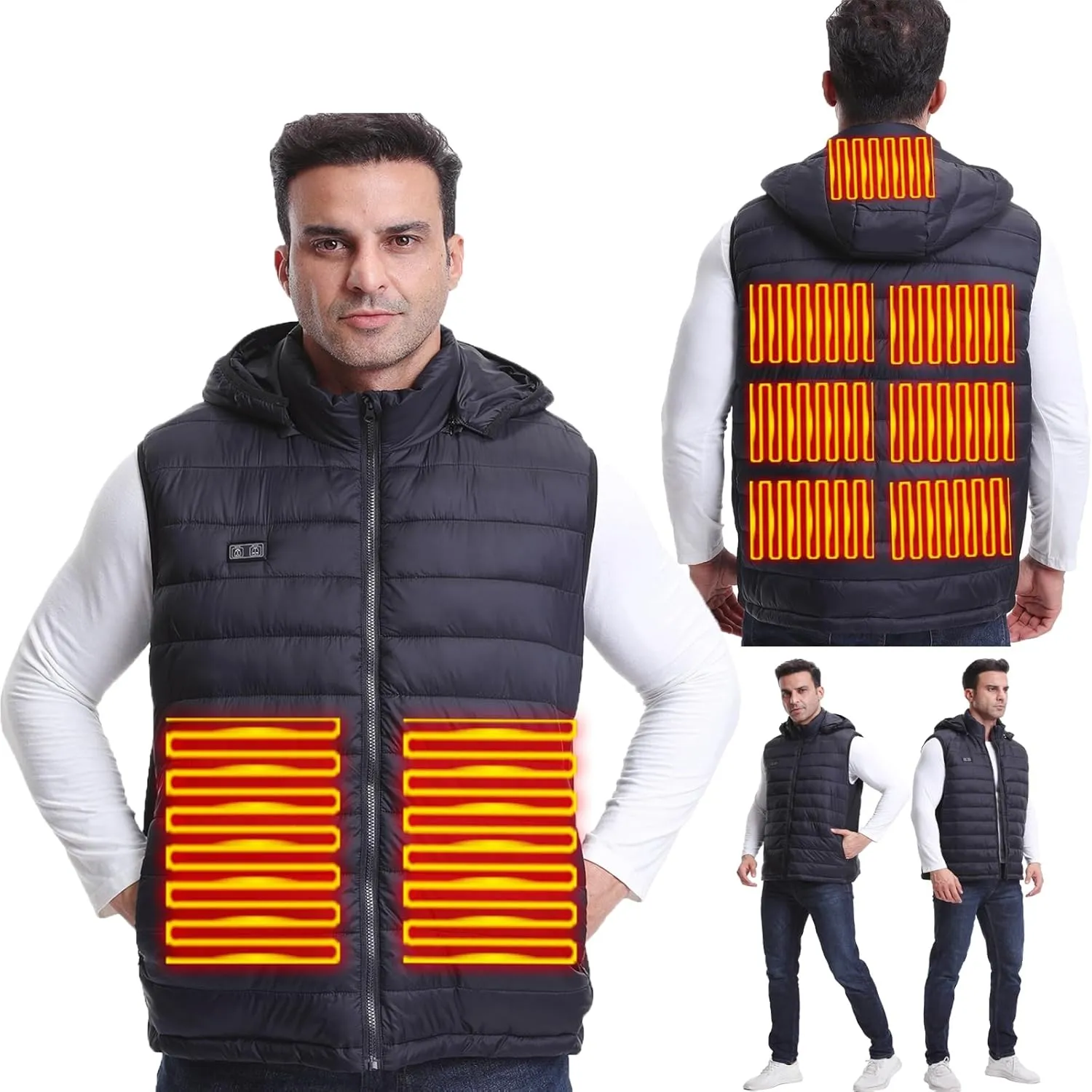 Heated Vest for Men & Winter Windproof UBS Smart Electric Heating Vest&Down Softshell Sleeveless Sports Jacket&S-XXL