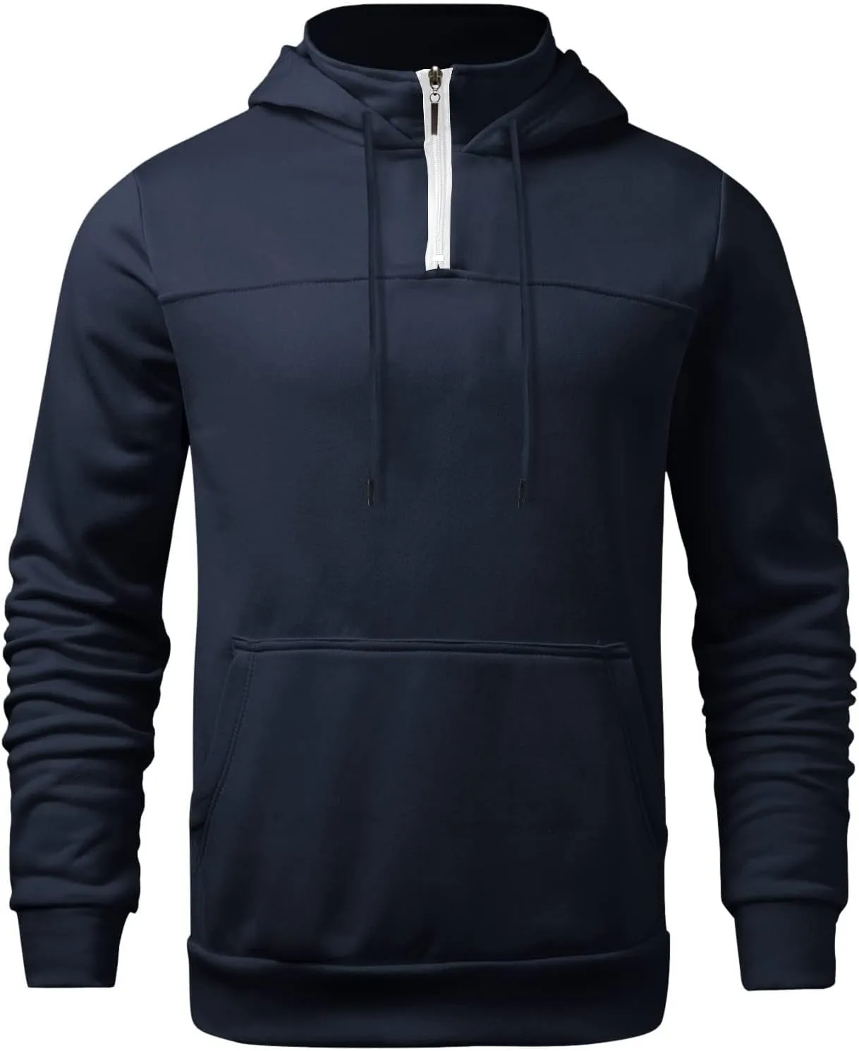 Hoodie Mens 1/4 Zip Sweatshirts Casual Long Sleeve Classic Drawstring Pullover Tops Loose Sports Jacket with Pocket