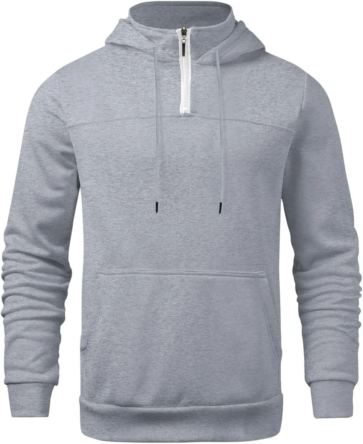 Hoodie Mens 1/4 Zip Sweatshirts Casual Long Sleeve Classic Drawstring Pullover Tops Loose Sports Jacket with Pocket