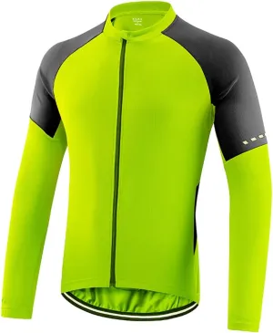 Irsutey Men's Windbreaker Cycling Jersey Long Sleeve Sports Jacket Reflective Full Zip Breathable Coat Biking Hiking Shirts