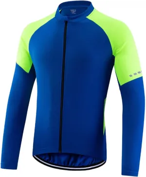 Irsutey Men's Windbreaker Cycling Jersey Long Sleeve Sports Jacket Reflective Full Zip Breathable Coat Biking Hiking Shirts