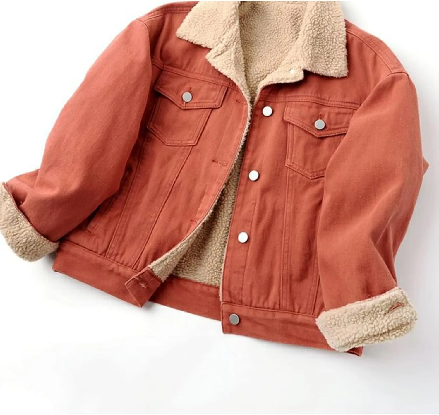 Jean Jacket Women 3/4 Sleeve Lightweight Denim Jacket Lapel Button Down Cropped Casual Jean Jackets Trucker Coats