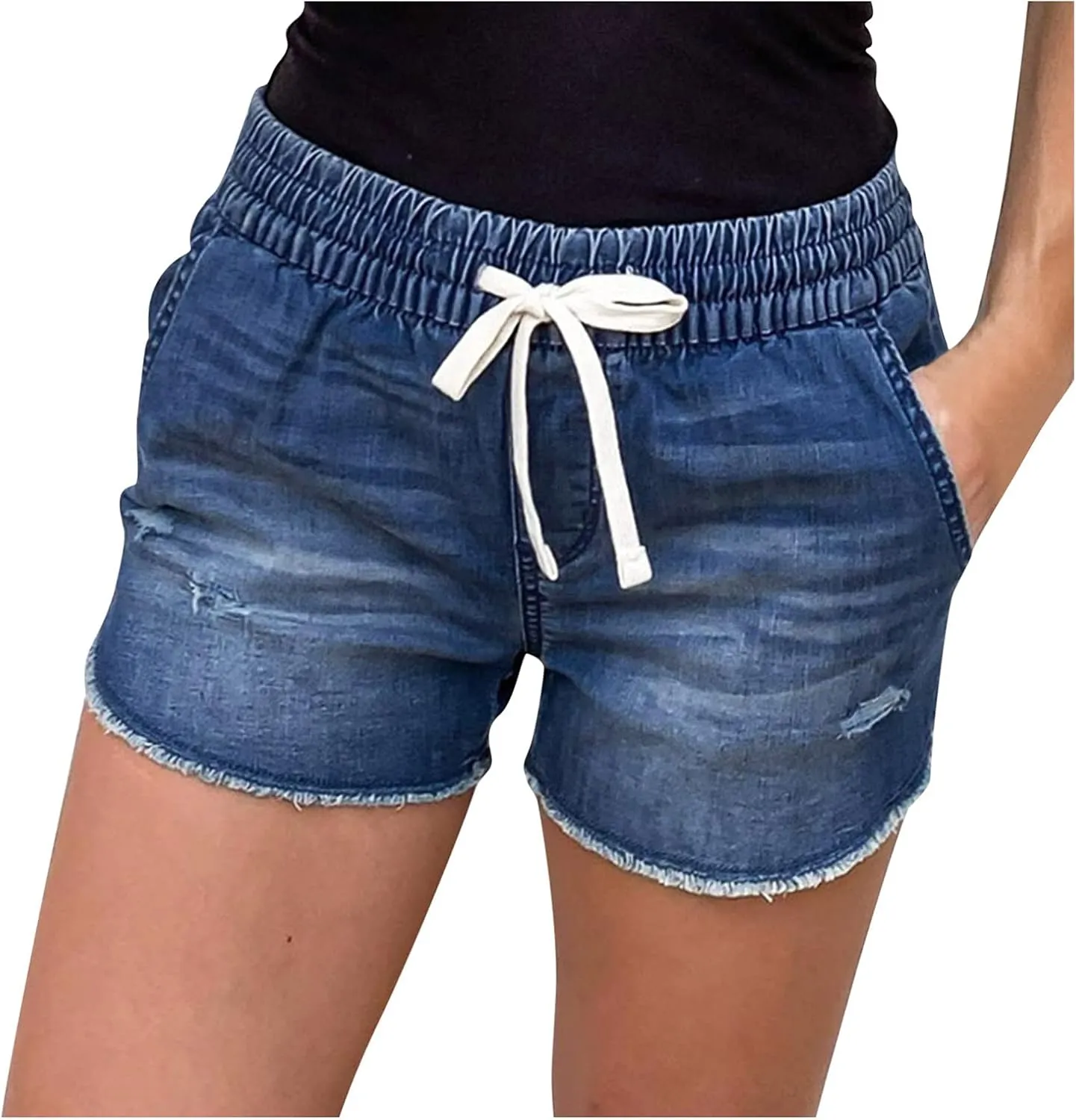 Jean Shorts for Women Casual Summer Frayed Denim Shorts High Waisted Distressed Ripped Jean Shorts Trendy Cut Off Shorts