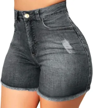 Jean Shorts for Women Casual Summer Frayed Denim Shorts High Waisted Distressed Ripped Jean Shorts Trendy Cut Off Shorts